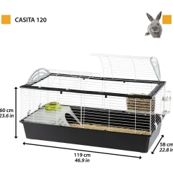 Ferplast Konijnenkooi Casita 120 - Dierenverblijf - 119x58x61 cm Zwart Wit