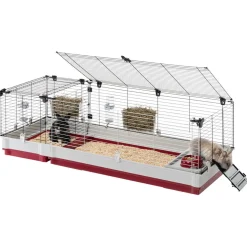 Ferplast Konijnenkooi Krolik 160 - Dierenverblijf - 162x60x50 cm Grijs Rood