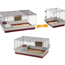 Ferplast Konijnenkooi Krolik 140 - Dierenverblijf - 142x60x50 cm Grijs Rood