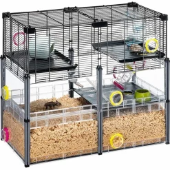Ferplast Multipla Hamster Crystal - Dierenverblijf - 72.5x37.5x62 cm Zwart