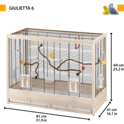Ferplast Vogelkooi Giulietta 6 - Vogelverblijven - 81x41x64 cm Houtkleur