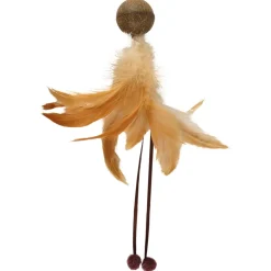 Flamingo Catnip Balletje Met Veer - Kattenspeelgoed - 18x9x17 cm Beige Bruin