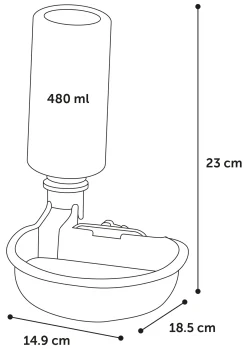 Flamingo Drinkfles Diza Voor Bench - Hondenbench - 18.5x14.9x23 cm 480 ml Grijs