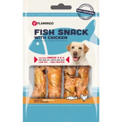 Flamingo Gerookte Kabeljauwhuid Roll Kip - Hondensnacks - Kabeljauw Kip 85 g