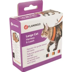 Flamingo Harnas Met Looplijn Harms - Kattentuigje - Rood Zwart 120cm 15mm