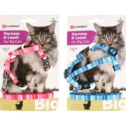 Flamingo Kattenharnas + Lijn Grote Kat Alfry - Kattentuigje - Assorti 25-40cm 10mm