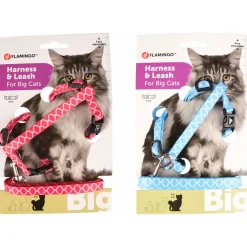 Flamingo Kattenharnas + Lijn Grote Kat Amsi - Kattentuigje - Assorti 25-40cm 10mm