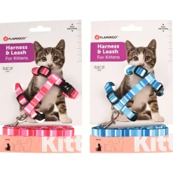 Flamingo Kittenharnas + Lijn Alfry - Kattentuigje - Assorti 15-25cm 10mm