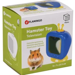 Flamingo Knaagdierenspeelgoed Betrand Tv - Speelgoed - 9x7x13 cm Blauw Wit Geel