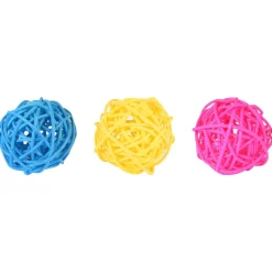 Flamingo Knaagdierspeelgoed Wicki Balls - Speelgoed - Ø3.5 cm Blauw Geel Pink 3 stuks