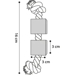 Flamingo Knaagdierspeelgoed Bbq Hout Met Touw En Kubus - Speelgoed - 16x3x3 cm Natural Bruin
