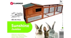 Flamingo Konijnenhok Met Ren Sunshine Jumbo - Dierenverblijf - 230x53x70 cm Bruin