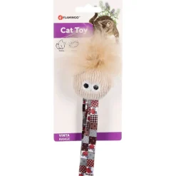 Flamingo Vinta Gezicht + Veer - Kattenspeelgoed - Beige