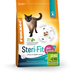 Fokker Steri-Fit Skin & Coat - Kattenvoer - 12 kg Bonusbag