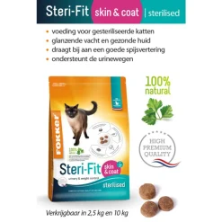 Fokker Steri-Fit Skin & Coat - Kattenvoer - 12 kg Bonusbag