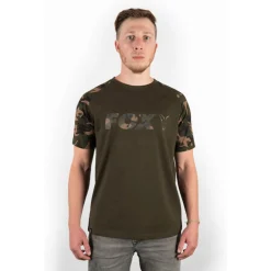 Fox Raglan Khaki / Camo Sleeve T - Shirts - Small