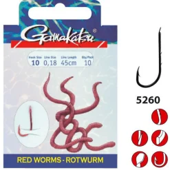 Gamakatsu Booklet Red Worm 5260r #8-0.20mm 45cm - Vishaak -