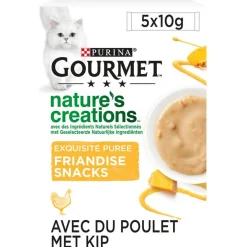 Gourmet Nature's Creations Exquisite Puree - Kattensnack - Kip Pompoen 5x10 g