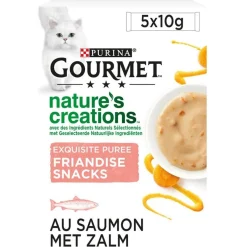 Gourmet Nature's Creations Exquisite Puree - Kattensnack - Zalm Wortel 5x10 g