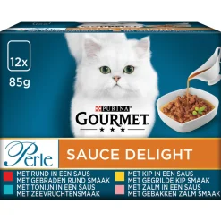 Gourmet Perle Maaltijdzakjes Sauce Delight Multipack - Kattenvoer - Kip 12x85 g
