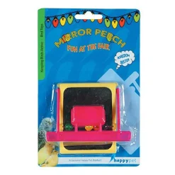 Happy Pet Vogelspeelgoed Zitstok Met Spiegel - Vogelspeelgoed - 10x9 cm Multi-Color