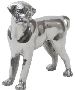 Happy-House Beeld Boxer Staand - Hondencadeau - 14x4 cm Zilver