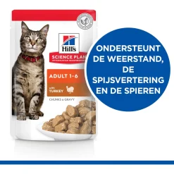 Hill's Feline Maaltijdzakjes Adult - Kattenvoer - Kalkoen 85 g