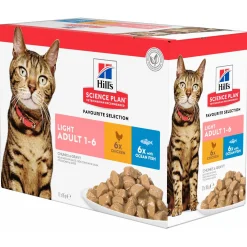 Hill's Feline Maaltijdzakjes Adult Light Multipack - Kattenvoer - Kip 12x85 g