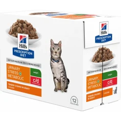 Hill's Prescription Diet C/D Urinary Stress Urinary Care + Weight Care  Maaltijdzakjes - Kattenvoer - Kip 12x85 g