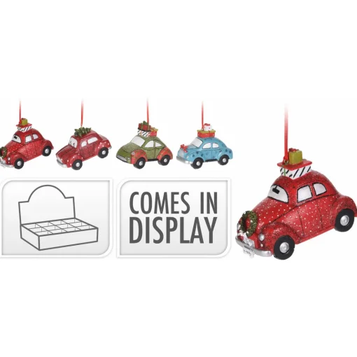 Homestyle Auto Met Cadeau Bovenop - Decoratie - 11.7x5.2x8.7 cm