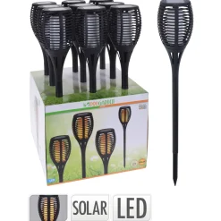 Homestyle Fakkel Met Solarverlichting - Tuinverlichting - 12x12x62 cm Zwart Led