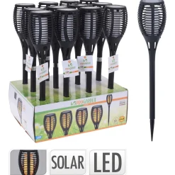 Homestyle Fakkel Met Solarverlichting - Tuinverlichting - 10x10x49 cm Zwart Led