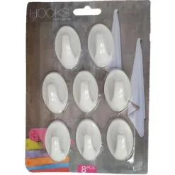 Homestyle Haakjes Klevend 8 St - Huishoud - Wit 4 Ass Set