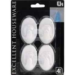 Homestyle Haakjes Klevend 4 St - Huishoud - Wit 4 Ass Set