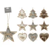 Homestyle Hangdeco Hout - Kerstversiering - 9x1x9 cm Assorti