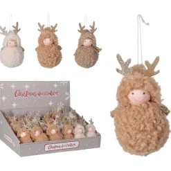 Homestyle Hangdecoratie Rendier Glitter - Kerstversiering - 7x7x13 cm Assorti