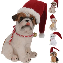 Homestyle Hond Met Kerstmuts - Ornamenten - 12x9x15 cm Assorti