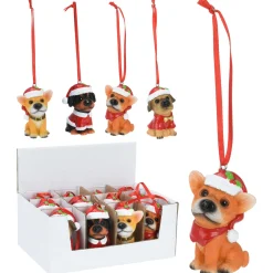 Homestyle Hond Met Kerstmuts - Ornamenten - 6x5x7 cm Assorti