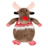 Homestyle Kerst Rendier Knuffel - Hondenspeelgoed - 27x22 cm Bruin Rood Wit Kerst