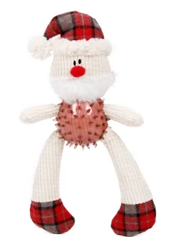 Homestyle Kerst Speeltje Kerstman Met Tpr - Hondenspeelgoed - 35x19 cm Wit Rood Kerst