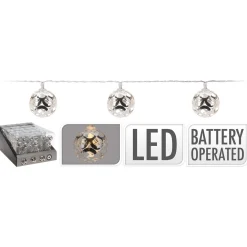 Homestyle Kerstballen Slinger - Kerstversiering - 4 cm Zilver 10 led