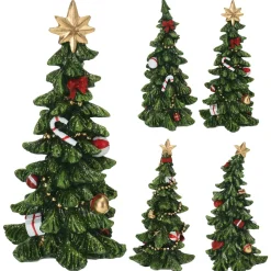 Homestyle Kerstboom Deco 15cm 4ass - Kunstkerstboom - 8x8x17 cm Groen Assorti