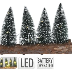 Homestyle Kerstboom 4sts Op Stam Met Led - Kunstkerstboom - 20x5.5x14 cm Groen