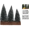 Homestyle Kerstboom 3sts Op Stam Met Led - Kunstkerstboom - 20x7x20.5 cm Groen