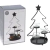 Homestyle Kerstboom Theelichthouders - Branders - 19x14x29.5 cm Zwart