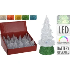 Homestyle Kerstboompje Met Led - Kerstdecoratie - 5x5x10 cm Assorti
