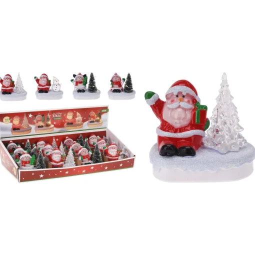 Homestyle Kerstfiguur Tafeldecoratie - Kerstversiering - 11x7x10 cm Rood Wit Led
