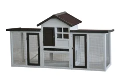 Homestyle Konijnenhok Fenna - Dierenverblijf - 180x62x93 cm Bruin Wit