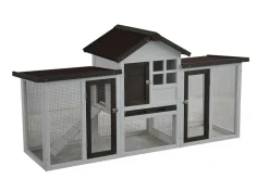 Homestyle Konijnenhok Fenna - Dierenverblijf - 180x62x93 cm Bruin Wit