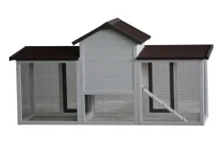 Homestyle Konijnenhok Fenna - Dierenverblijf - 180x62x93 cm Bruin Wit